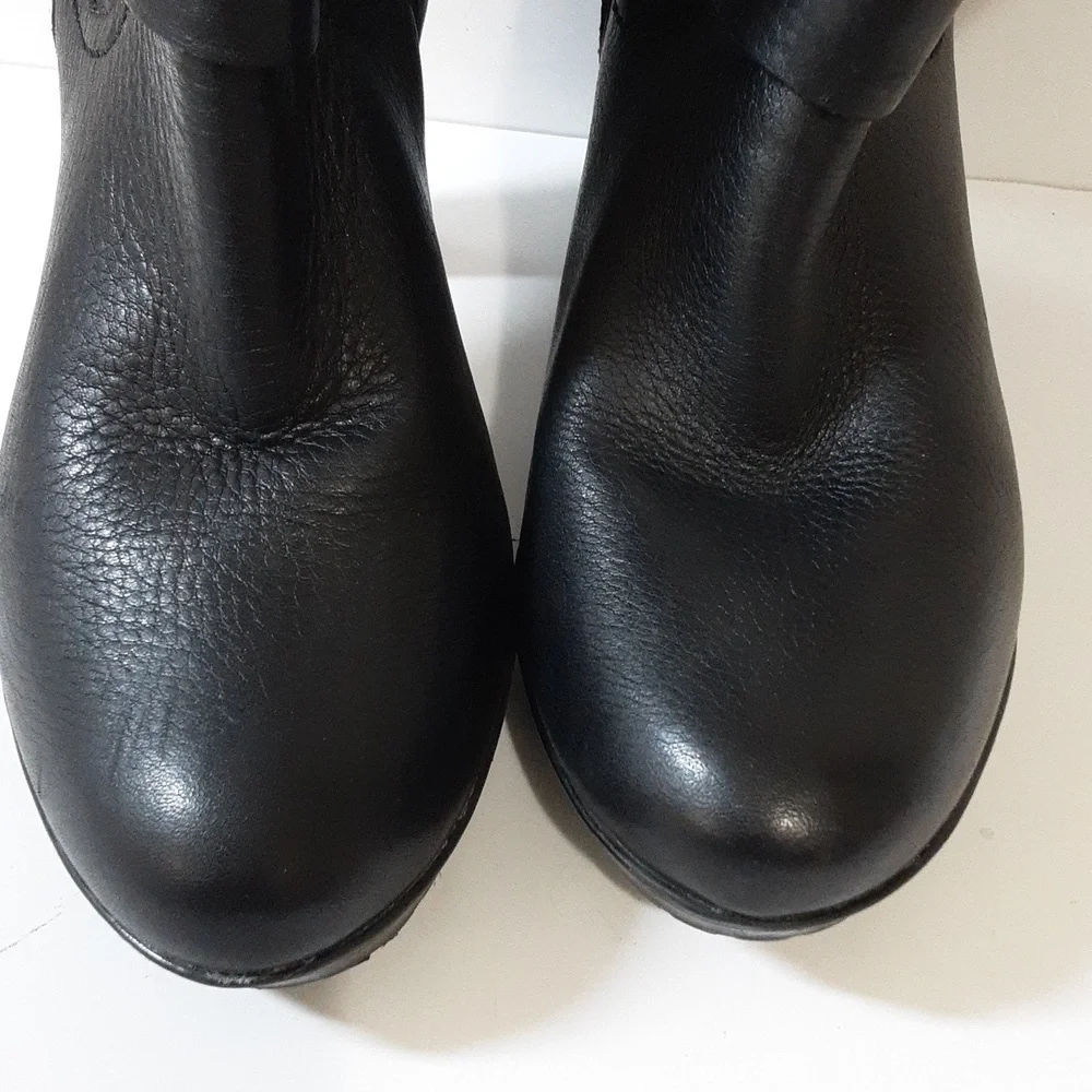 Clarks indigo ankle booties women 9M healed black leather festival rodeo casual